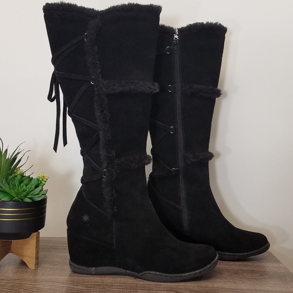 Ruff Hewn Boots Wedge Genuine Suede 10